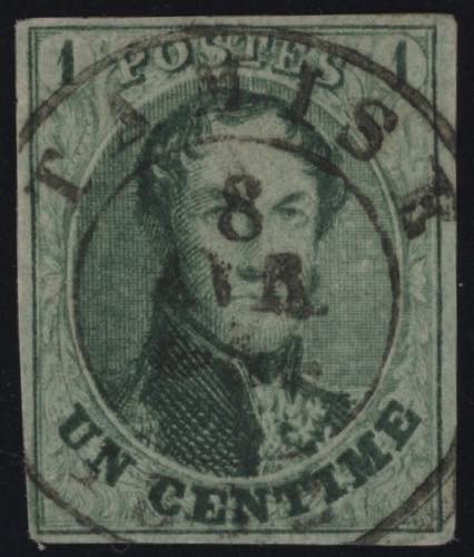 1858 - 1 cent. verde, n° 9, ... 