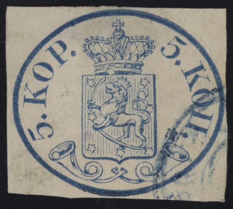 1856 - 5 k. azzurro, n° 1, ... 