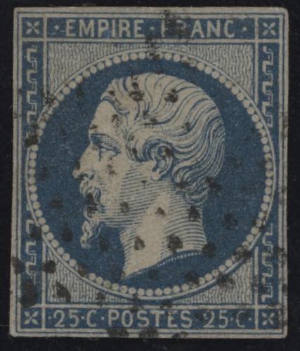 1853 - 25 cent. azzurro, n° 15, ... 