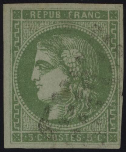 1870 - 5 cent. verde giallo, n° ... 