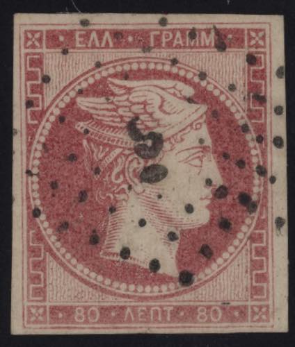 1861 - 80 l. carminio rosa, n° 6, ... 