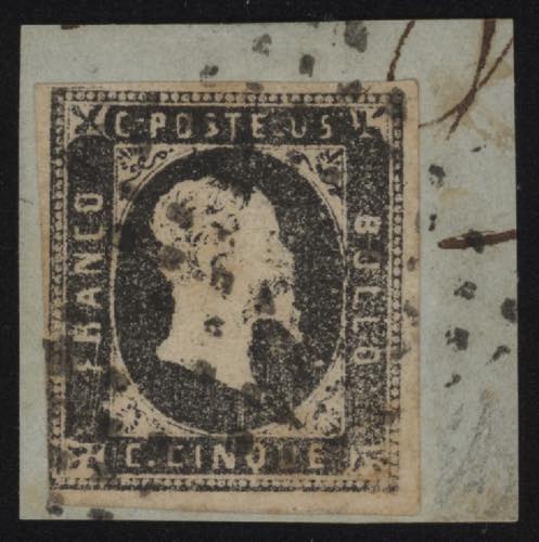 1851 - 5 cent. nero grigiastro, ... 
