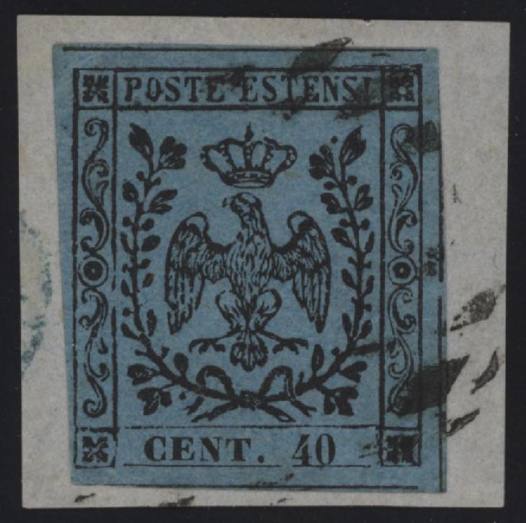 1852 - 40 cent. celeste, n° 5, ... 