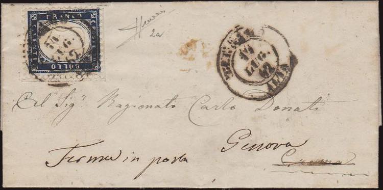 1862 - 20 cent. indaco violaceo, ... 