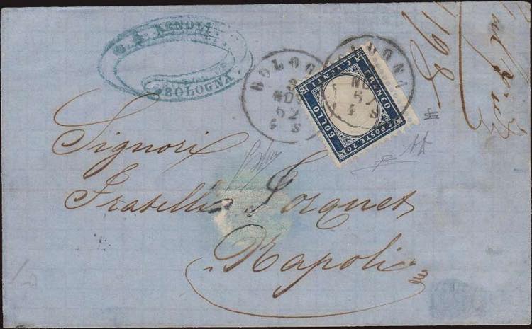 1862 - 20 cent. azzurro, n° 2g, ... 