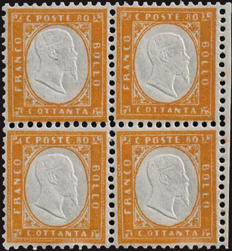 1862 - 80 cent.  giallo arancio, ... 