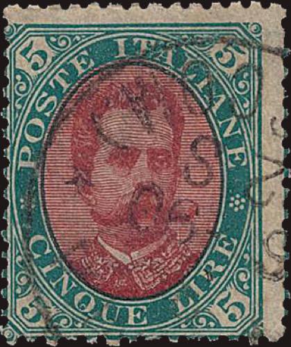 1889 - 5 Lire verde e carminio, ... 