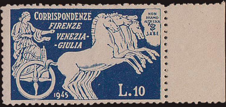 1945 - SABE- Biga 10 Lire indaco, ... 