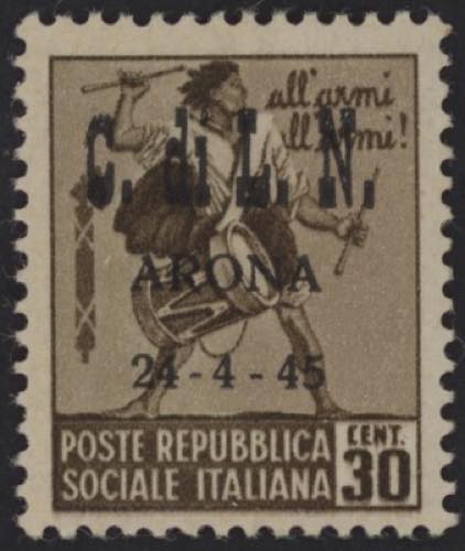 1945 - CLN di Arona, 30 c. bruno, ... 