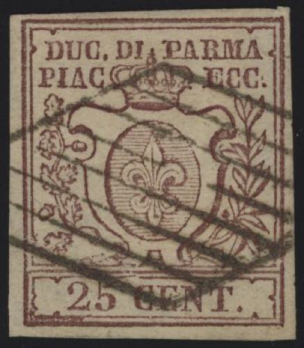 1857 - 25 cent. bruno lilla, n° ... 