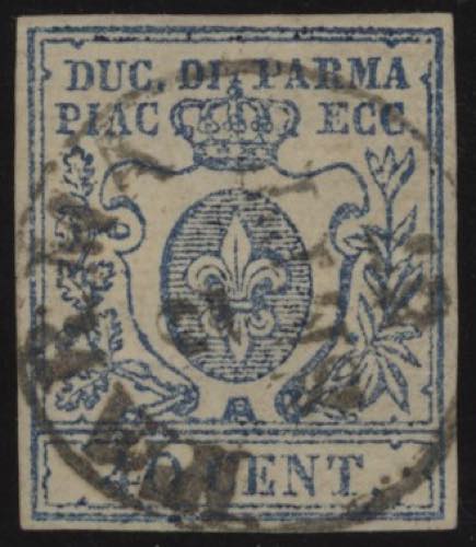 1852 - 40 cent. azzurro, n° 11, ... 