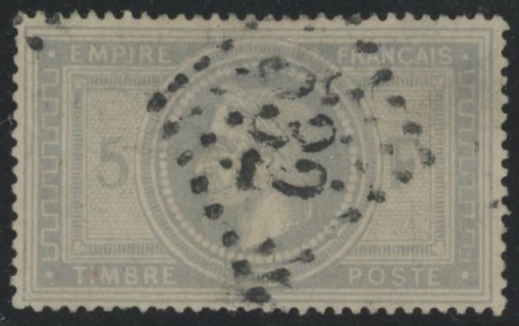 1863 - 5 F. grigio azzurro, n° ... 