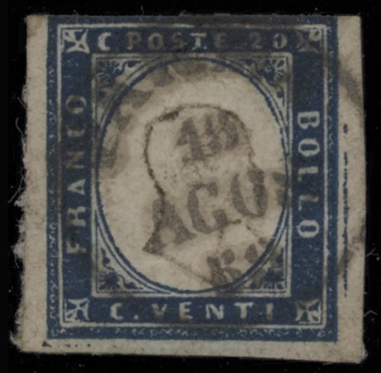 1859 - 20 cent. di Sardegna ... 