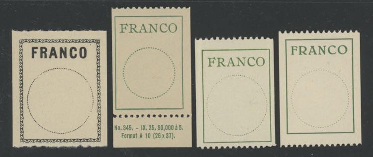 1911 - FRANCO, Fr n° 8 + 9 + 9A + ... 