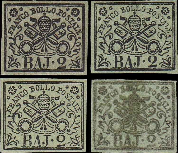 1852 - 2 bajocchi, n° 3 + 3 ... 