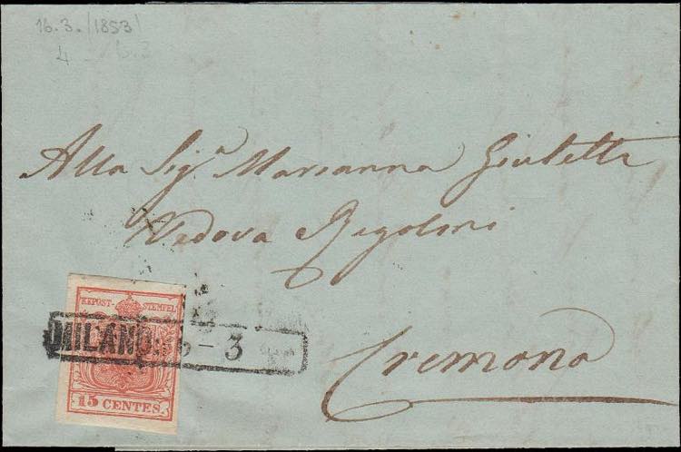 1850 - 15 cent. rosso vermiglio ... 