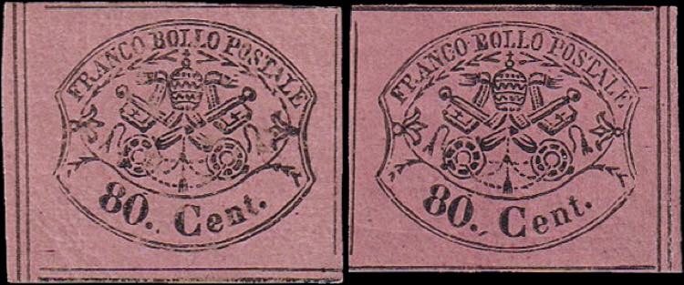 1867 - 80 cent., n° 20 + 20a, ... 