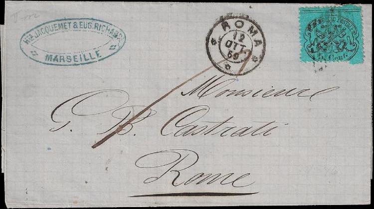 1868 - 5 cent. azzurro chiaro ... 