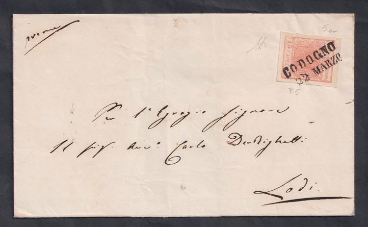 1850 - 15 cent. II tipo, n° 5a, ... 