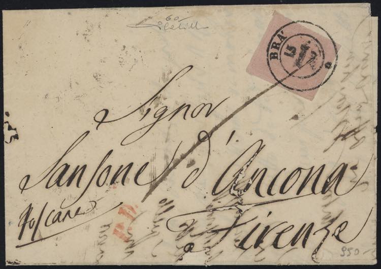 1853 - 40 cent. rosa, n° 6a, buon ... 