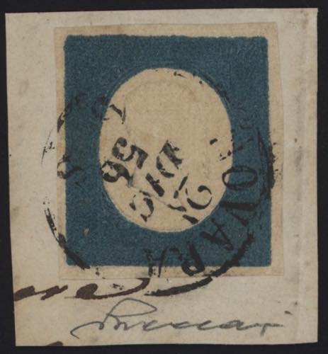 1856 - 20 cent. azzurro chiaro, ... 