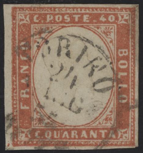 1855 - 40 cent. vermiglio tenue, ... 