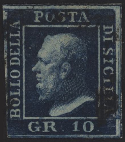 1859 - 10 gr. azzurro cupo, n° ... 