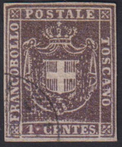 1860 - 1 cent. violetto bruno, n° ... 