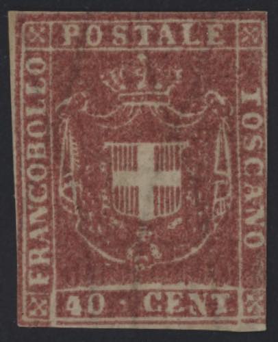 1860 - 40 cent. carminio, n° 21, ... 