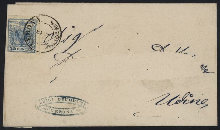 1856 - 45 cent. azzurro carta a ... 
