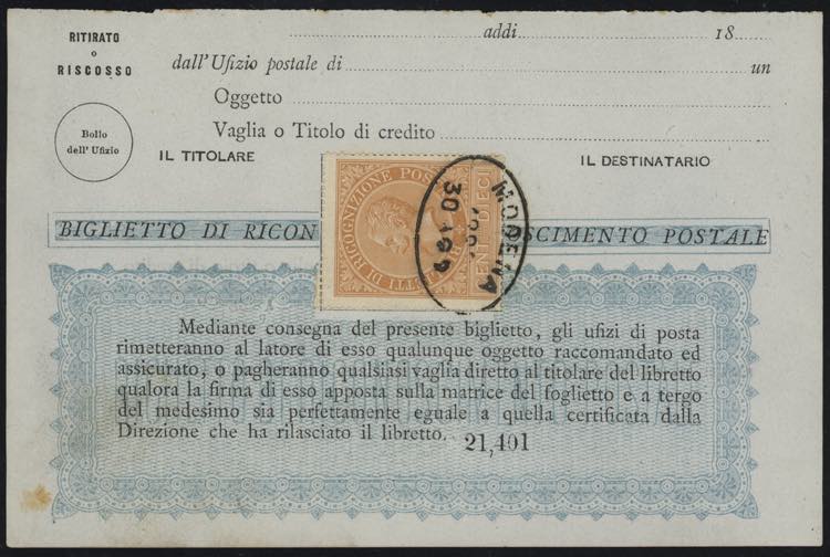 1874 - 10 cent., RP n° 1, ottimo, ... 