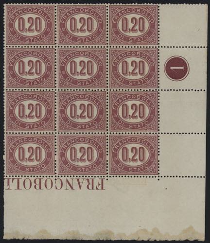 1875 - 20 cent., SE n° 3, blocco ... 