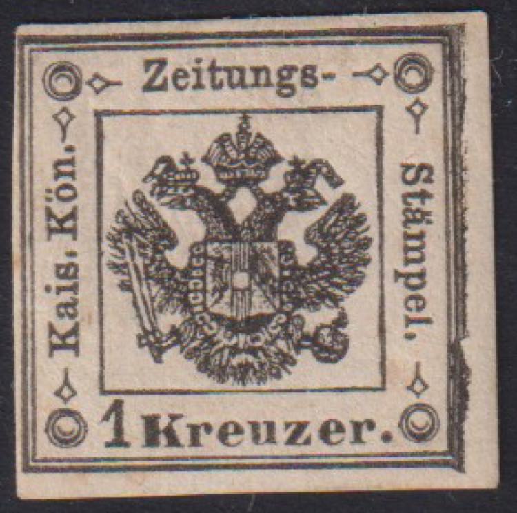 1858 - 1 Kr. nero, SxG n° 2, ... 