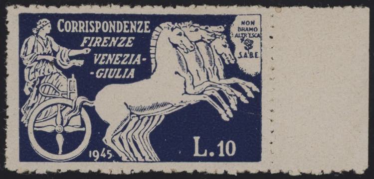 1945 - Biga 10 Lire indaco, ... 