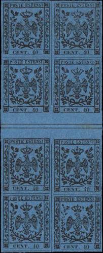 1852 - 40 cent. azzurro, n° 6, ... 