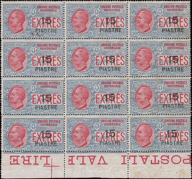 1922 - 15 Piastre su 30 cent., Ex ... 