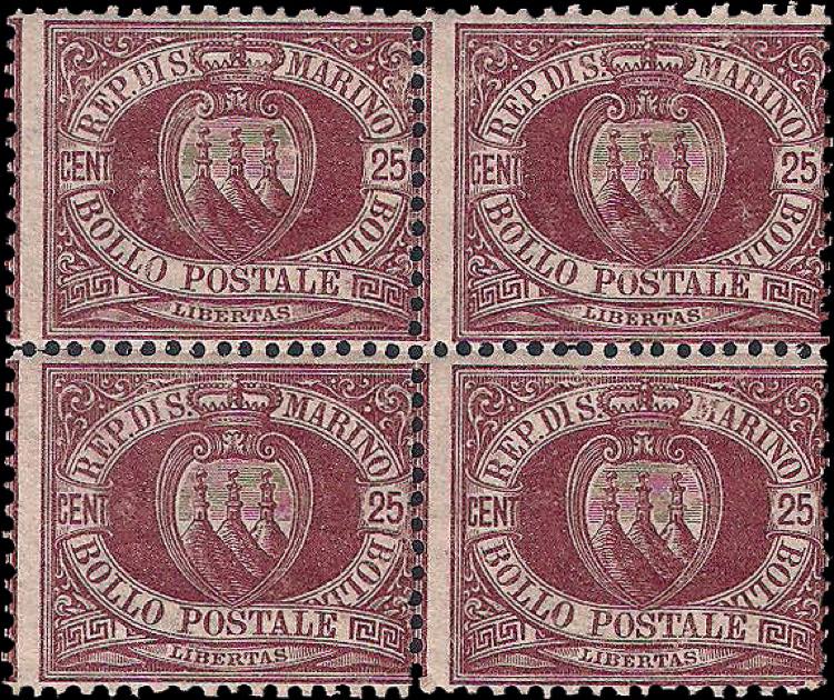 1877 - 25 cent. lacca, n° 5, in ... 