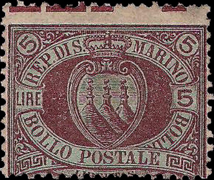 1892 - 5 Lire carminio, n° 22, ... 