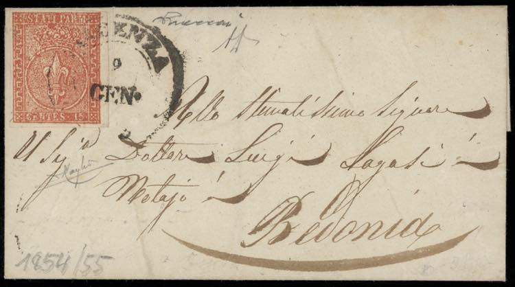 1853 - 15 cent.  vermiglio, n° ... 