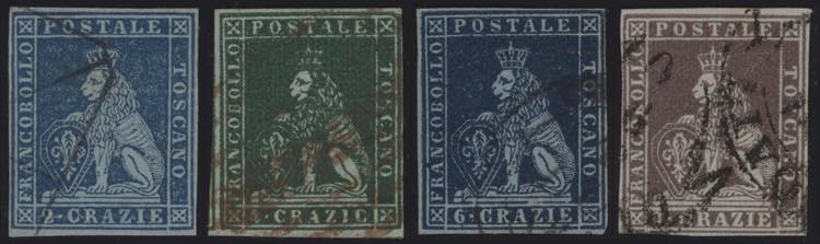 1851 - 4 ottimi esemplari, 2, 4, 6 ... 