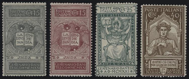 1921 - Dante, n° 116/18 + 116A, ... 