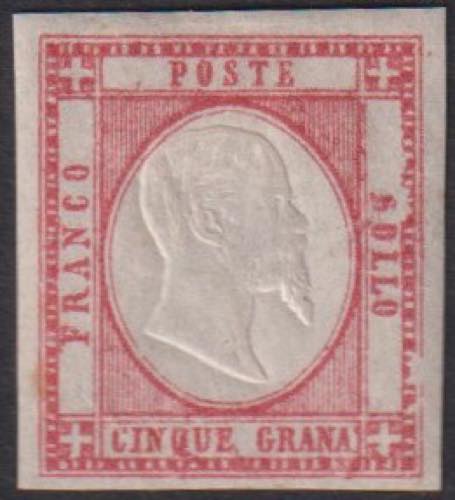 1861 - 5 grana carminio, n° 21f, ... 