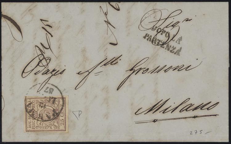 1857 - 25 centesimi bruno lilla, ... 
