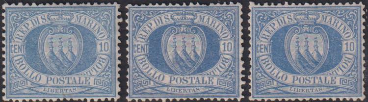 1877 - 10 cent. oltremare, ... 