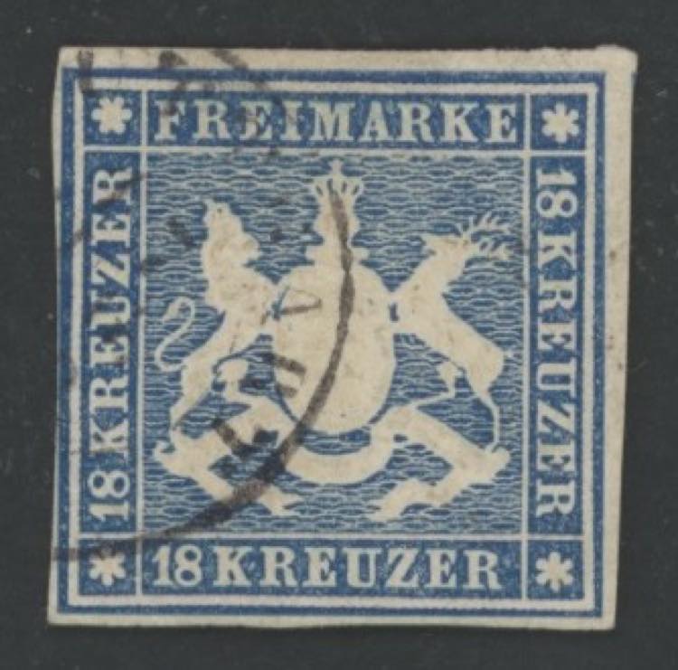 1859 - Stemma 18 Kr. azuurro, n° ... 