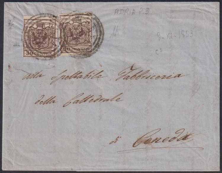 1853 - 30 cent. bruno rossastro, ... 