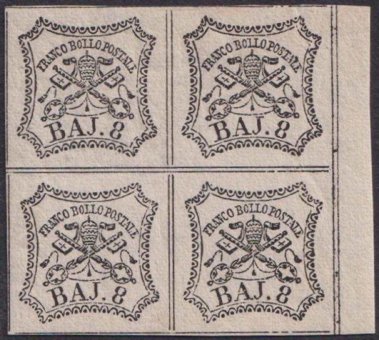 1852 - 8 baj. bianco, n° 9, in ... 