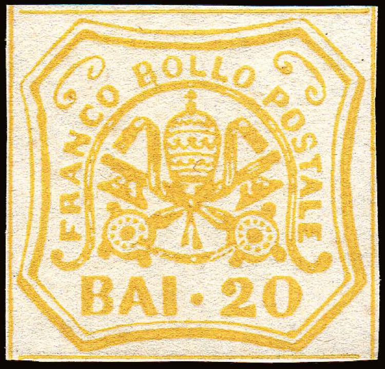 1858 - 20 Bajocchi giallo, n° ... 