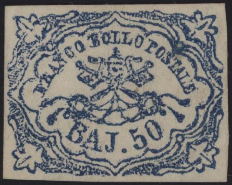 1864 - 50 Bajocchi azzurro ... 