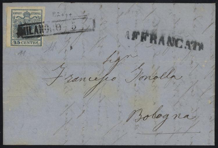 1853 - 45 cent. azzurro ardesia, ... 